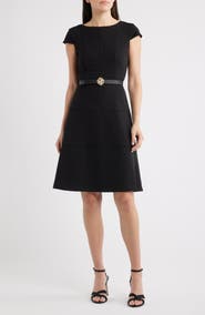 Anne Klein Belted Scuba Crepe Midi Dress