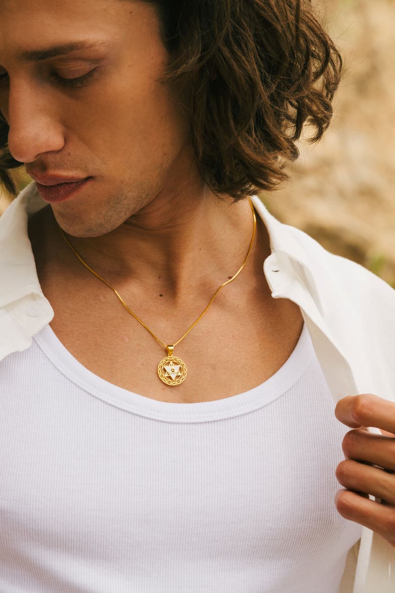 Merkaba Star Spiritual Ascension Necklace, Alternate, color, Gold