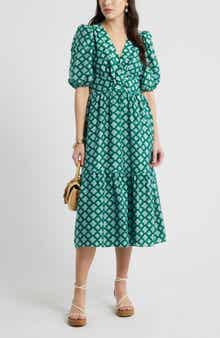 Twist Detail Allover Print Midi Dress