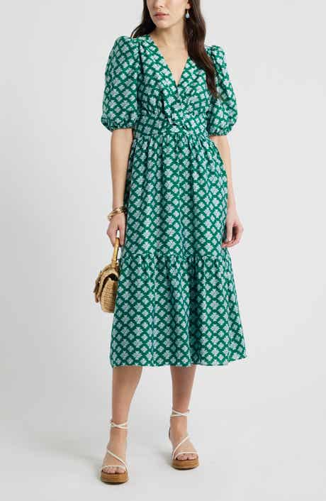 Twist Detail Allover Print Midi Dress
