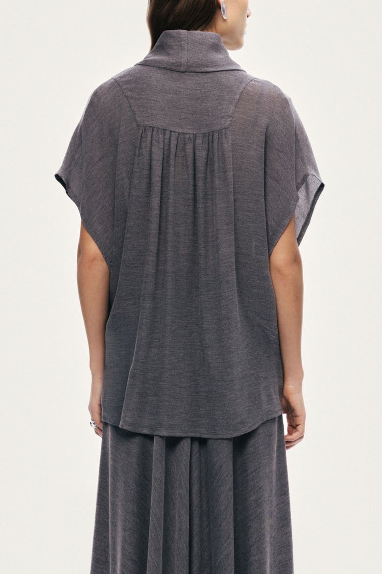 Draped Wrap Blouse, Alternate, color, Grey