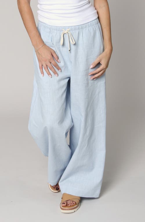 Leisure Lab Linen Palazzo Pant In Blue