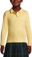 Lands' End School Uniform Girls Long Sleeve Feminine Fit Interlock Polo Shirt