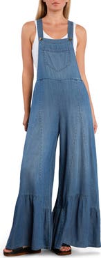 Billy T Butterfly Ruffle Leg Cotton Blend Overalls