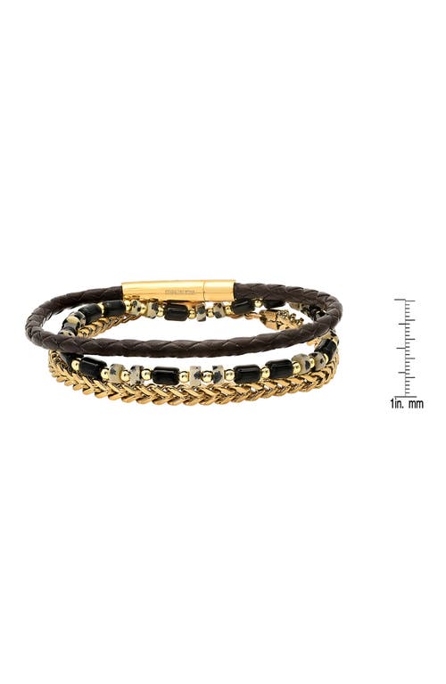 Hmy Jewelry Set Of 3 Assorted Bead, Chain & Leather Bracelets In Black
