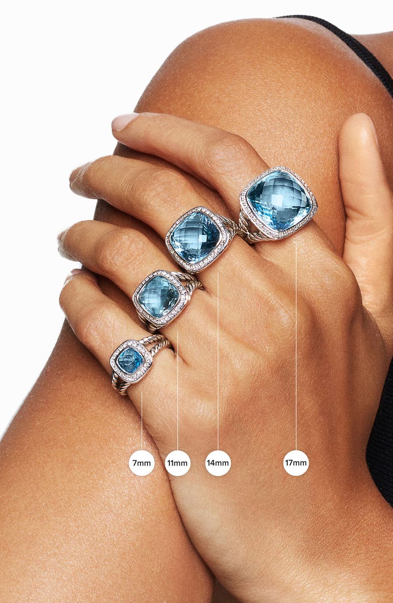 David Yurman Châtelaine Ring with Semiprecious Stone and Diamonds, Alternate, color, Silver/ Hampton Blue Topaz