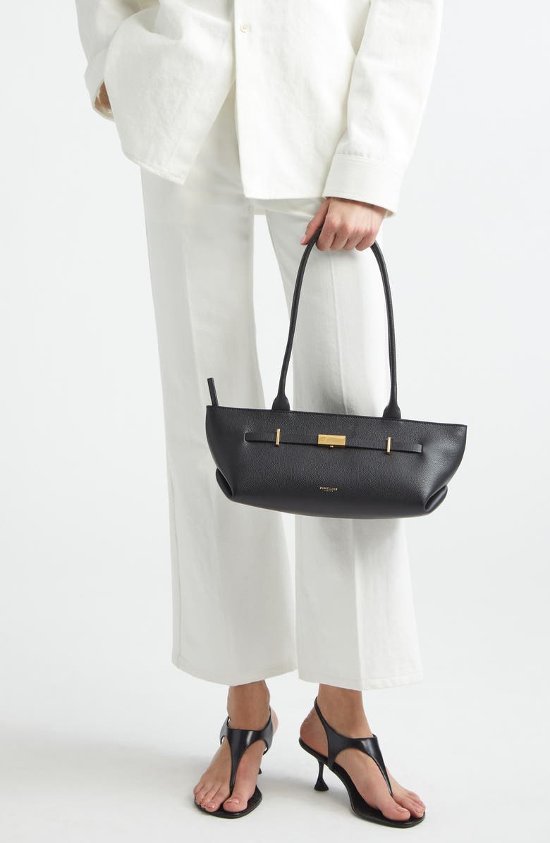 DeMellier The New York Leather Shoulder Bag, Alternate, color, Black