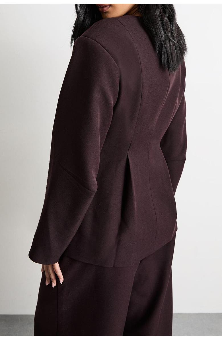 Warehouse Premium Tailored Moulded Waist Blazer, Alternate, color, Chocolate