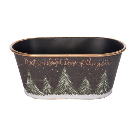 Metal Celebration Storage Tub Multicolored Decorative Sculptures