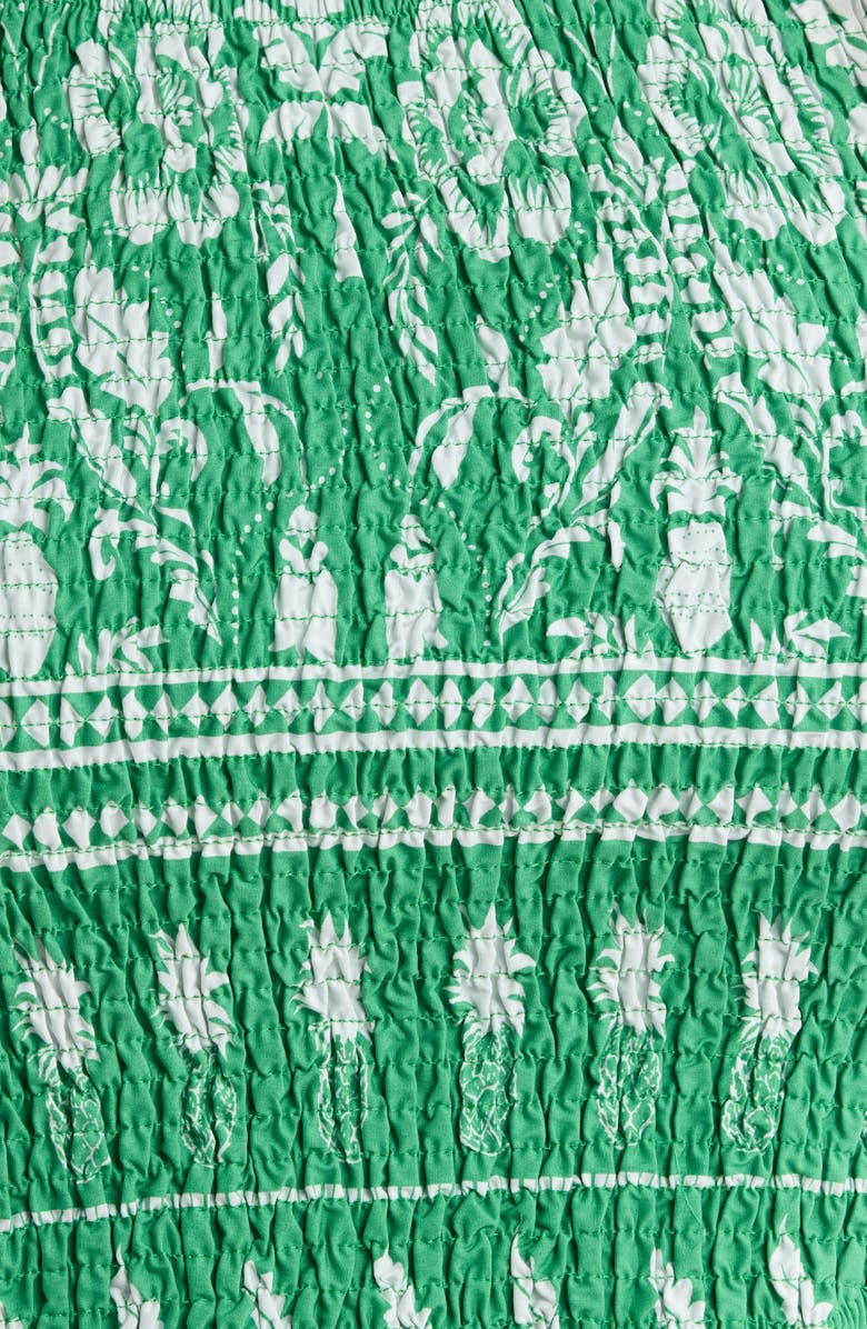 SUGARLIPS Bubble Sleeve Smocked Crop Top, Alternate, color, Green-Whte