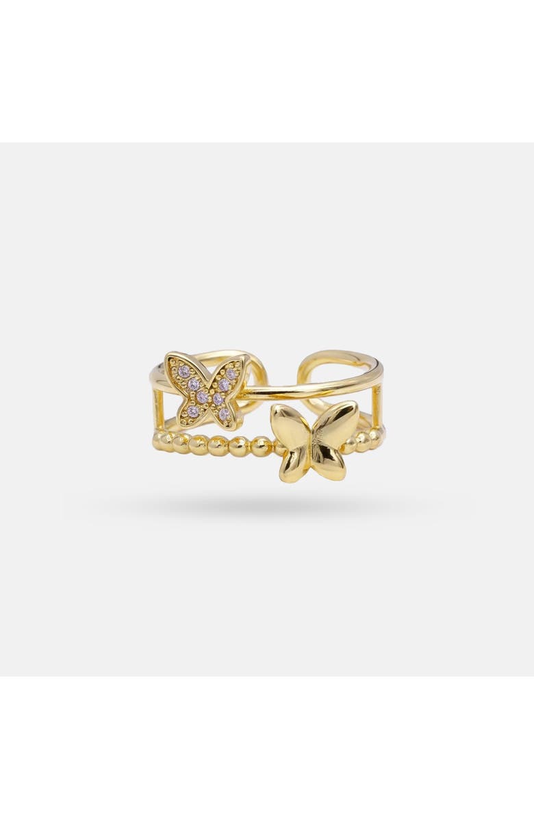 Ivy & Pearl Co. Golden Butterfly Ring, Main, color, Gold