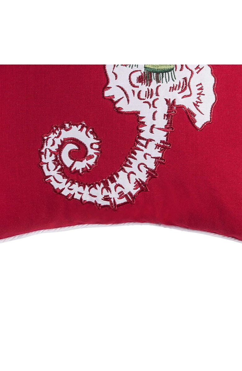 C&F Home Sea Life Seahorse Christmas Throw Pillow, 18" x 18", Alternate, color, Red