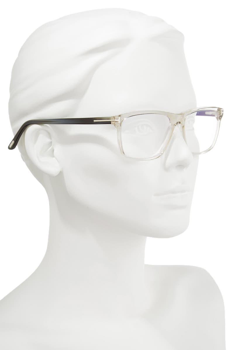 TOM FORD 56mm Blue Block Optical Glasses, Alternate, color, Grey/ Striped Blue