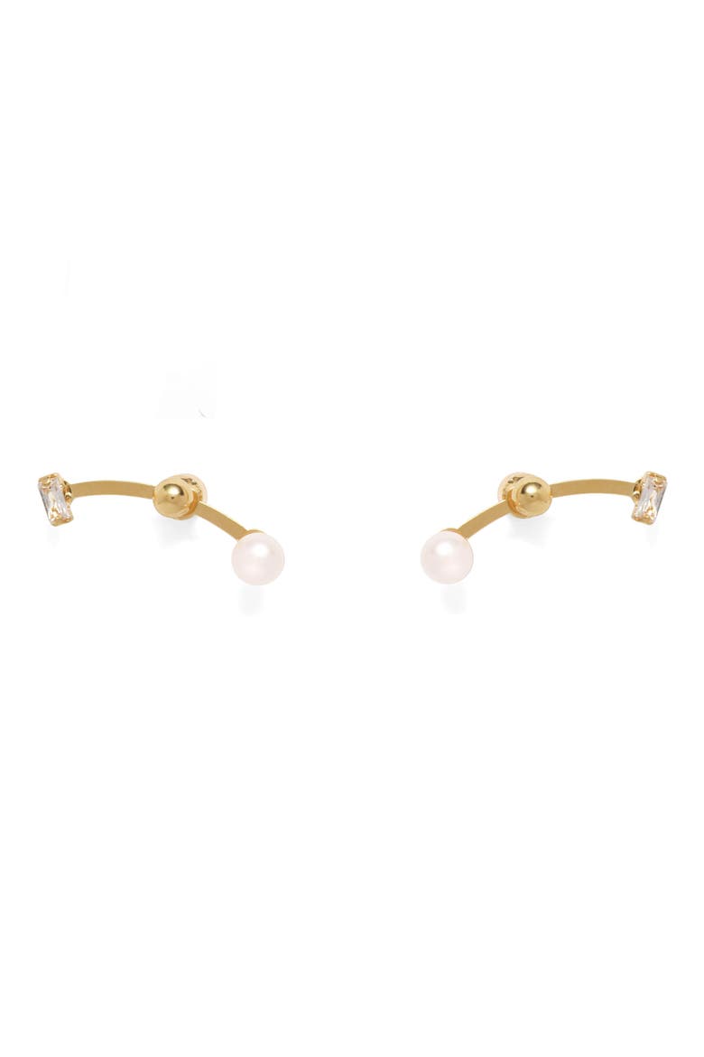 Orion Front/Back Earrings, Main, color, GOLD