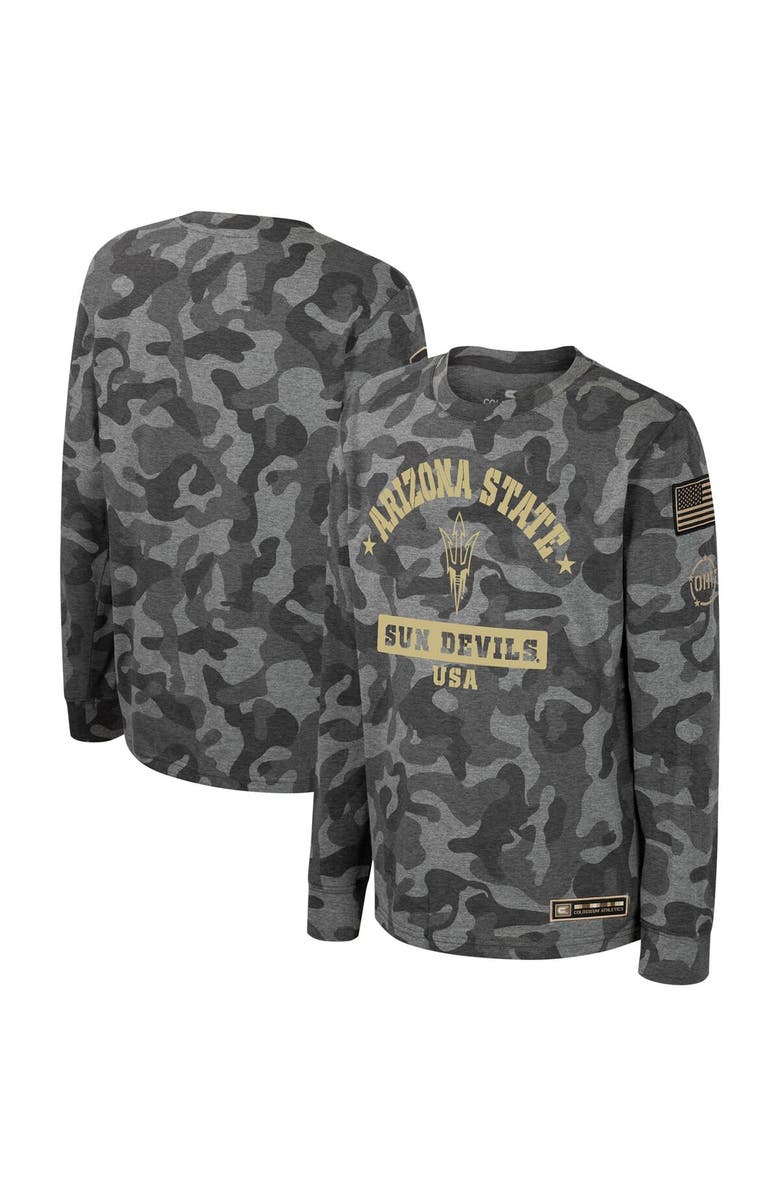 COLOSSEUM Youth Colosseum Camo Arizona State Sun Devils OHT Military Appreciation Dark Star Long Sleeve T-Shirt, Alternate, color, Camo