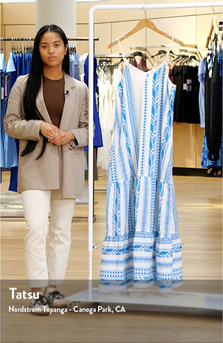 Embroidered Tiered Cotton Blend Cover-Up Maxi Dress, sales video thumbnail