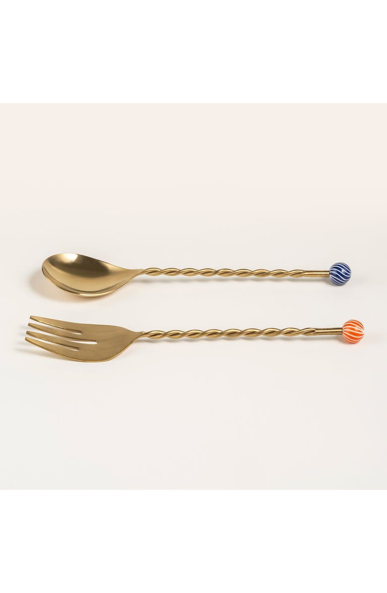Zsa Zsa Zsu Rampur Set Of 2 Steel Salad Serving Cheerland, Alternate, color, Gold