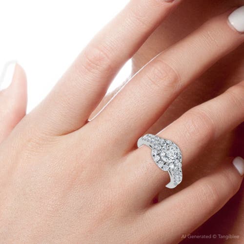 Bliss Diamond 1 1/10ct Cushion Halo Diamond Engagement Ring & Matching Band Gold/pt Lab Grown