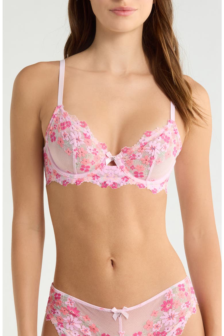 Wonderfleur Lace Unlined Demi Bra, Main, color, PINK CHERRY BLOSSOM