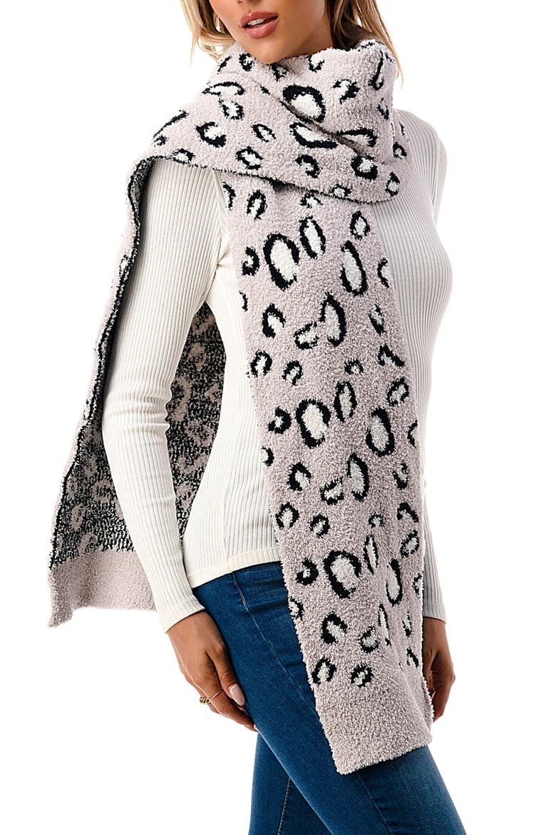 Cheetah Print Cozy Scarf, Main, color, BLACK