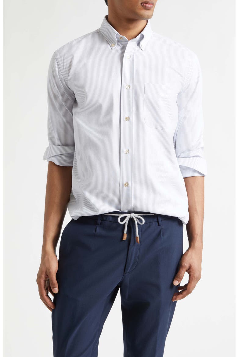 Stripe Button Down Shirt, Main, color, 08 DENIM