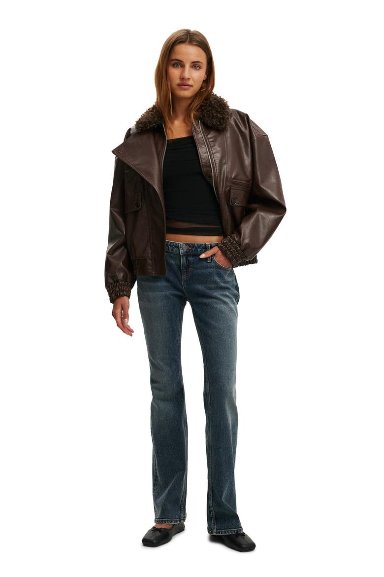 Women's Darcy Faux Leather Bomber, Alternate, color, Brown