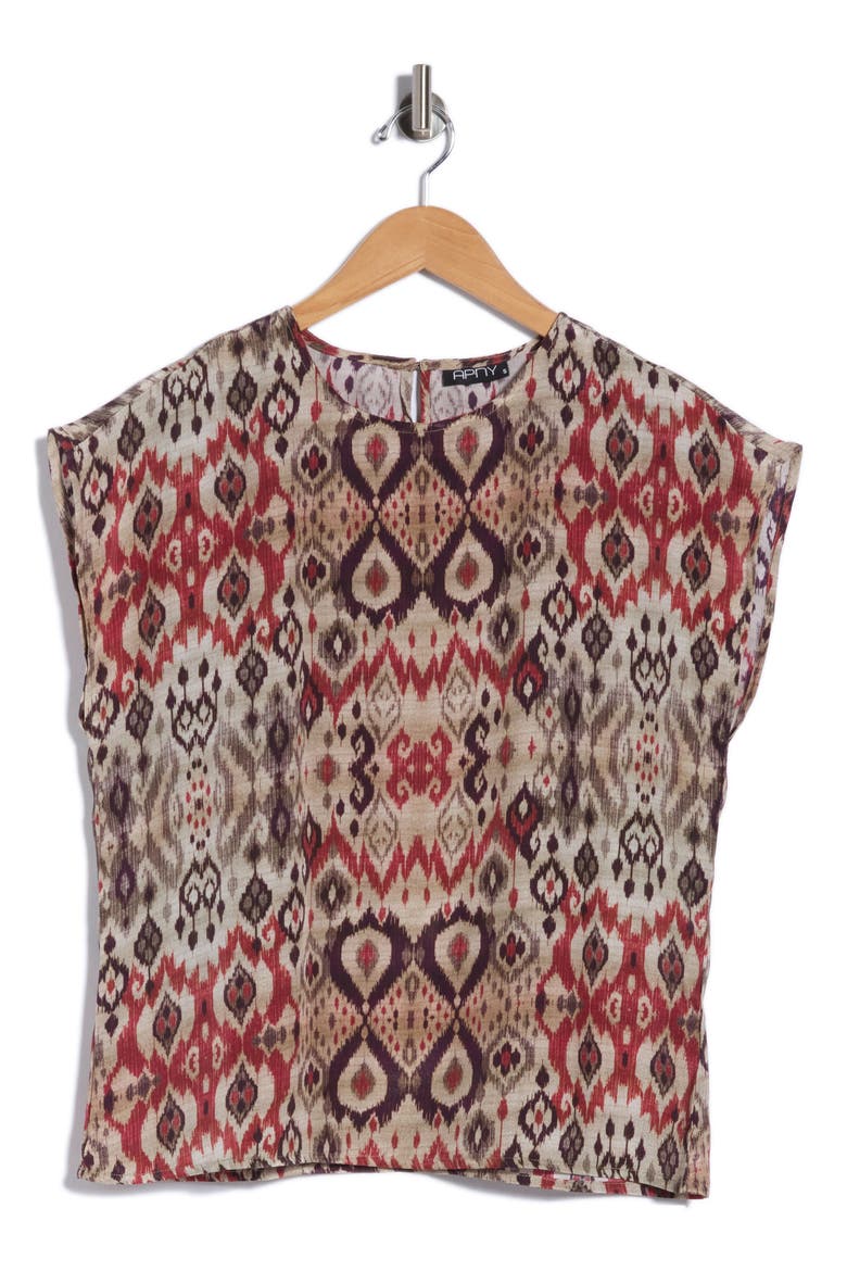 Cap Sleeve Shell, Alternate, color, BEIGE MULTI