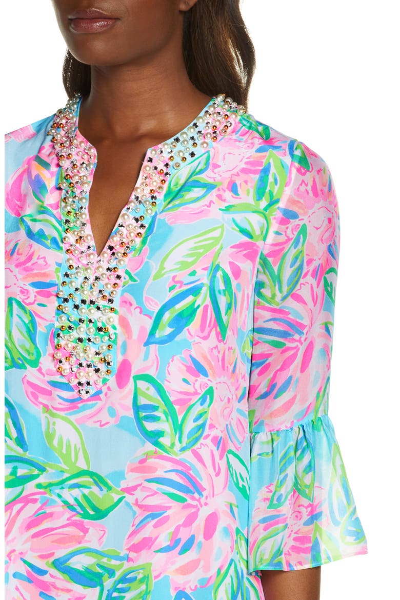 Elenora Floral Silk Shift Dress, Alternate, color, MULTI