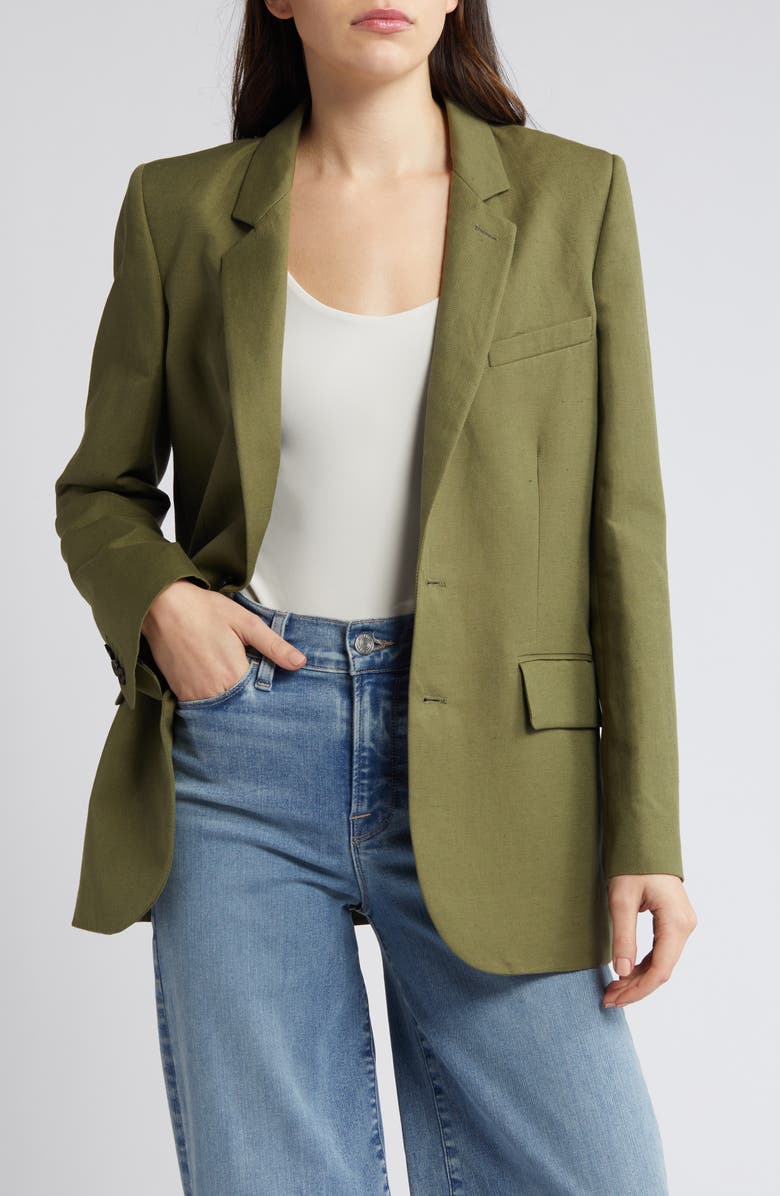 FRAME Everyday Twill Blazer, Main, color, Military Green