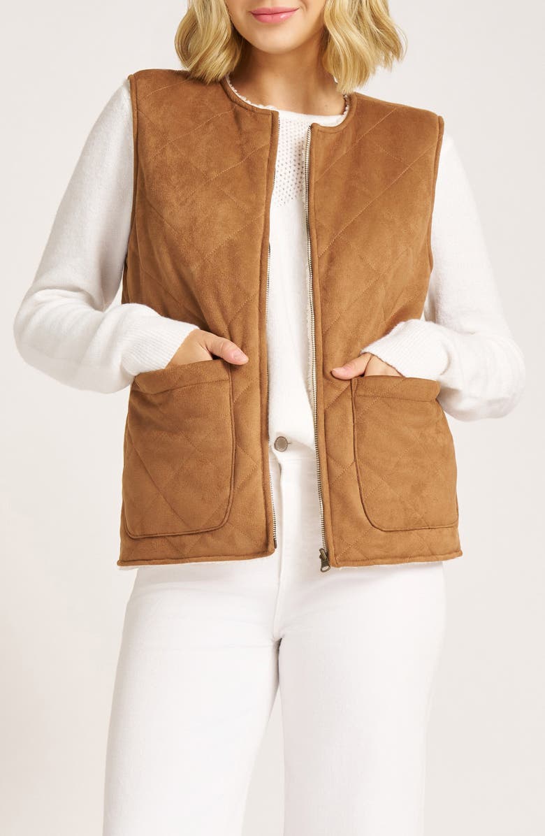 matty m. Shea Faux Shearling Vest, Main, color, Camel