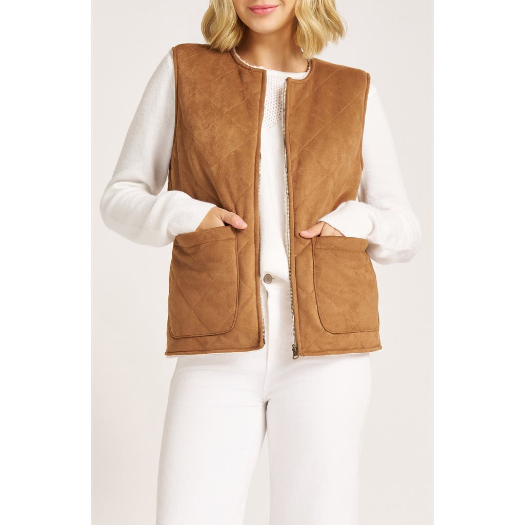 Matty M . Shea Faux Shearling Vest In Brown