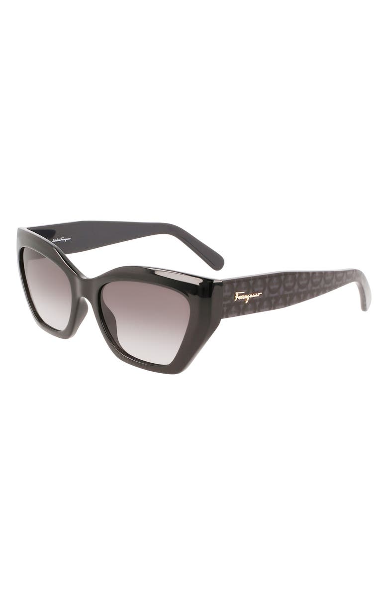 FERRAGAMO Gancini 54mm Rectangular Sunglasses, Alternate, color, 
