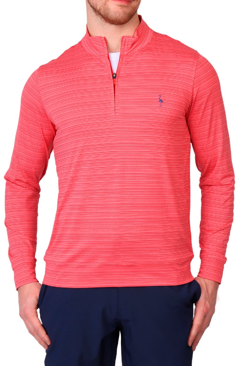 TailorByrd Stripe Quarter Zip Performance Polo, Main, color, Cherry Red