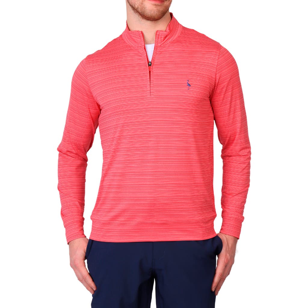 Shop Tailorbyrd Stripe Quarter Zip Performance Polo In Cherry Red