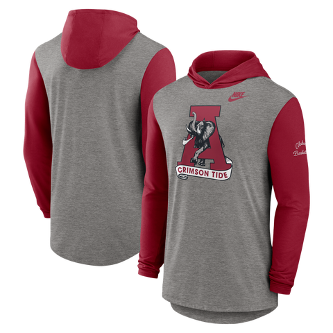 Men's Nike Heather Gray/Crimson Alabama Crimson Tide Campus Legacy Tri-Blend Long Sleeve Hooded T-Shirt