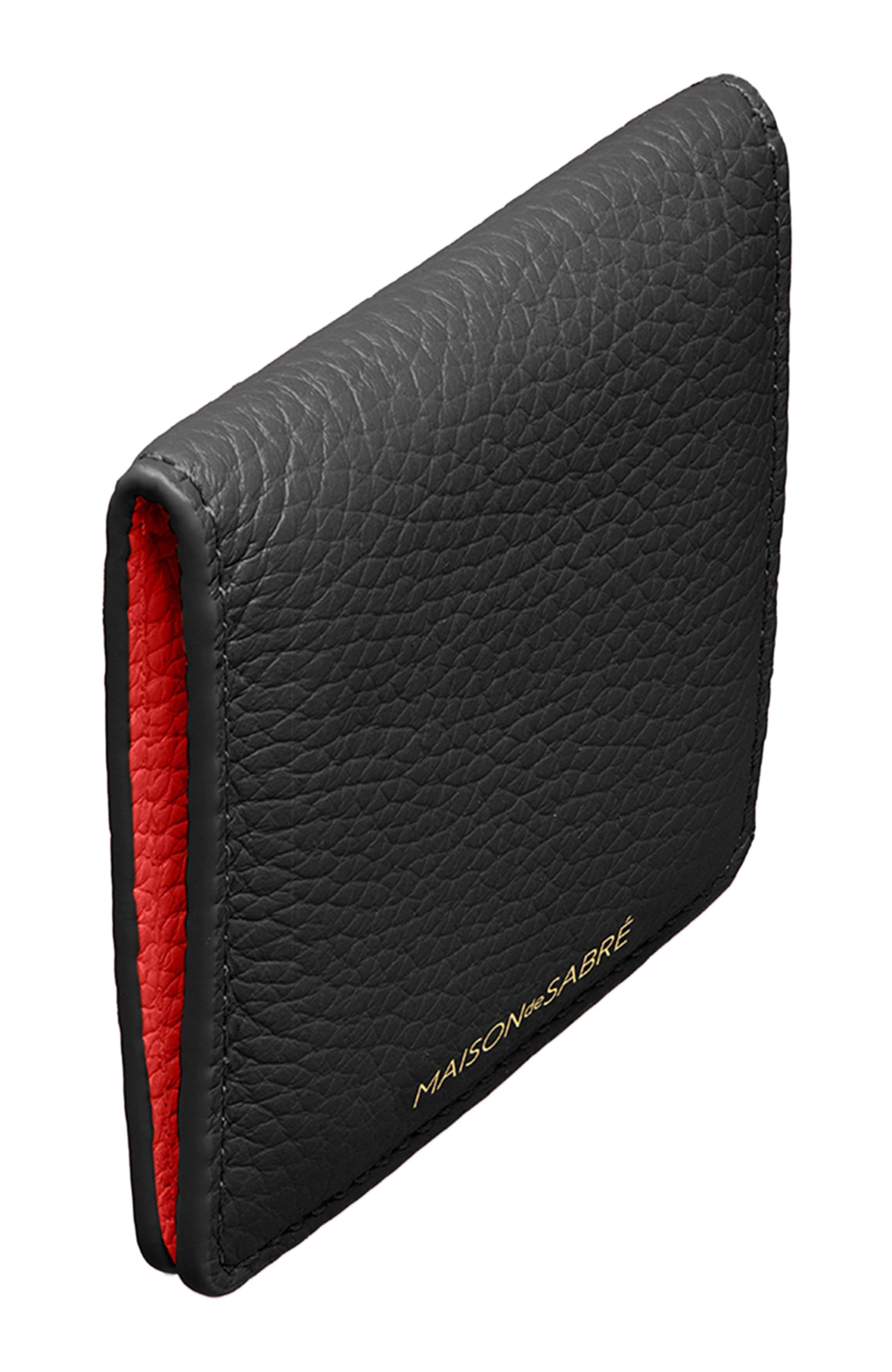 MAISON de SABRÉ Leather Compact Mirror, Alternate, color, Rouge Noir
