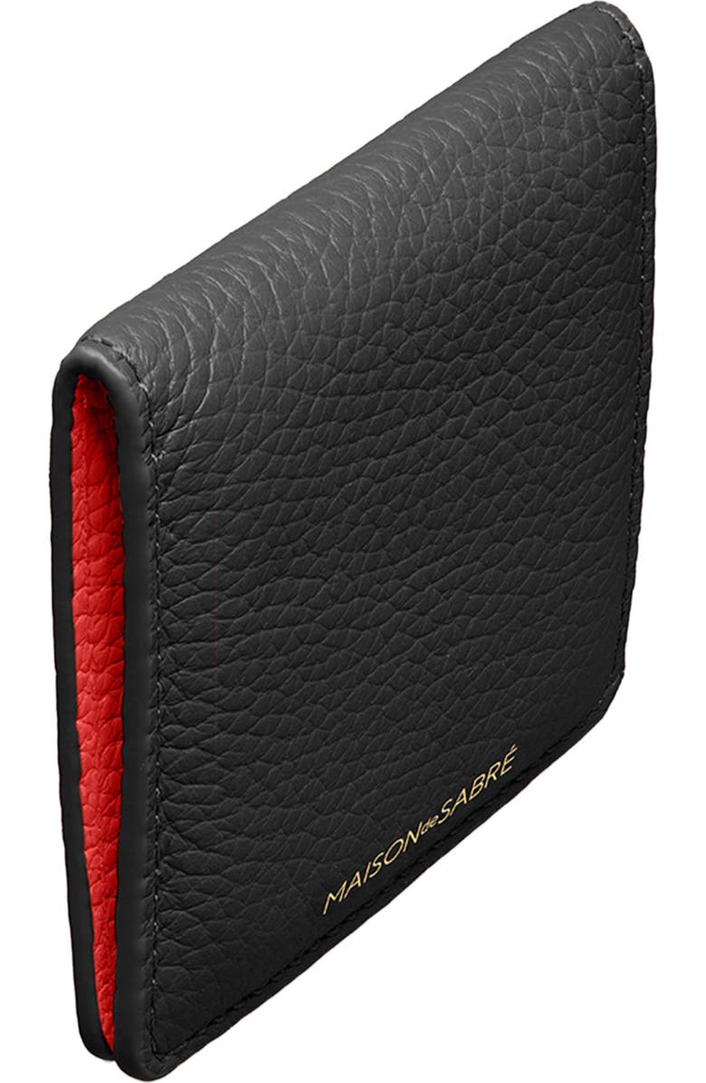 MAISON de SABRÉ Leather Compact Mirror, Alternate, color, Rouge Noir