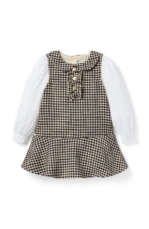 Houndstooth Tweed Dropwaist Dress (Little Kid & Big Kid)