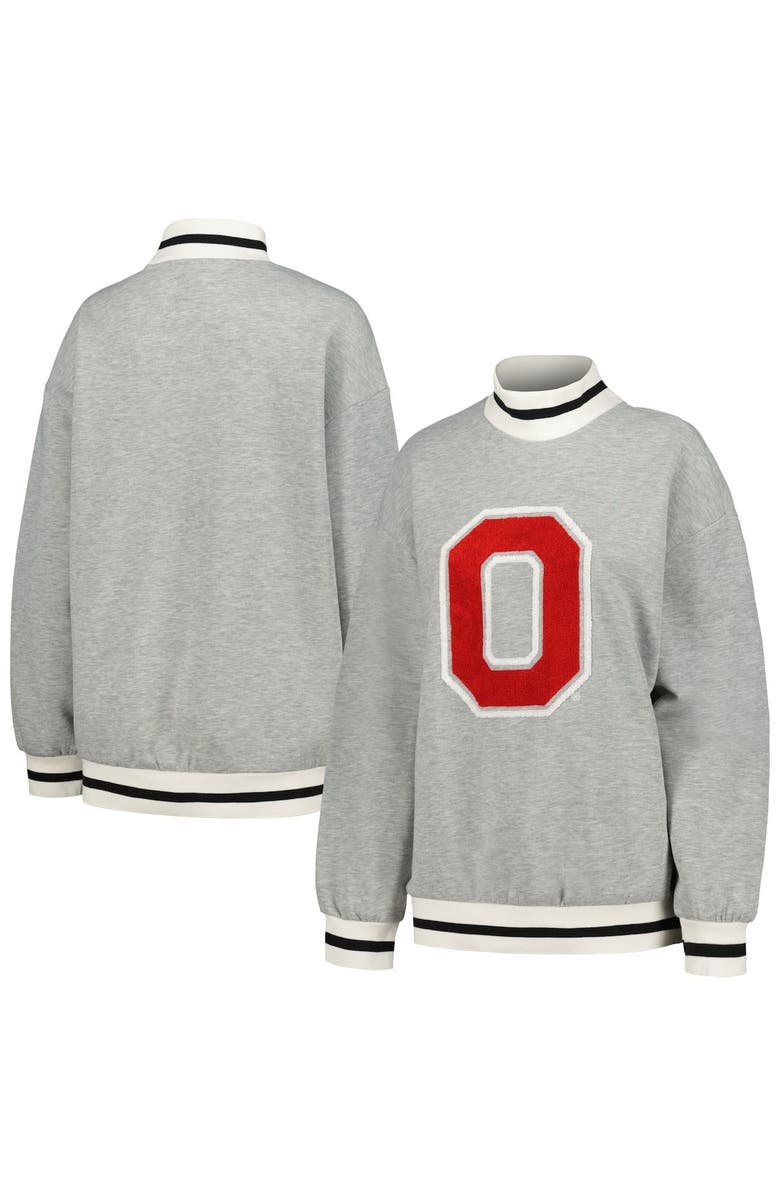 GAMEDAY COUTURE Women's Gameday Couture Ash Ohio State Buckeyes In It To Win It Sporty Mock Neck Pullover Sweatshirt, Main, color, 