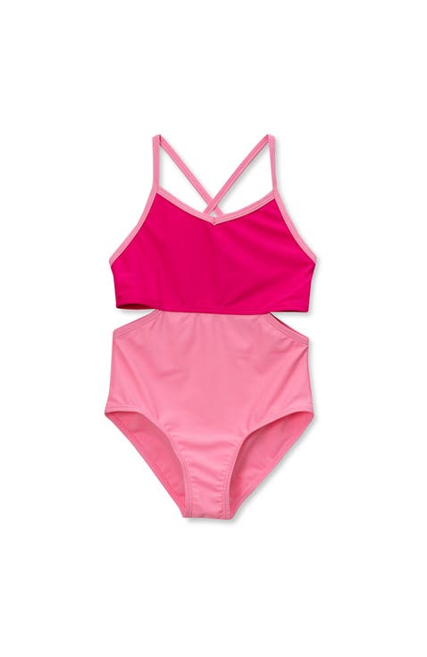 Girls Wrap Seersucker One Piece Swimsuit