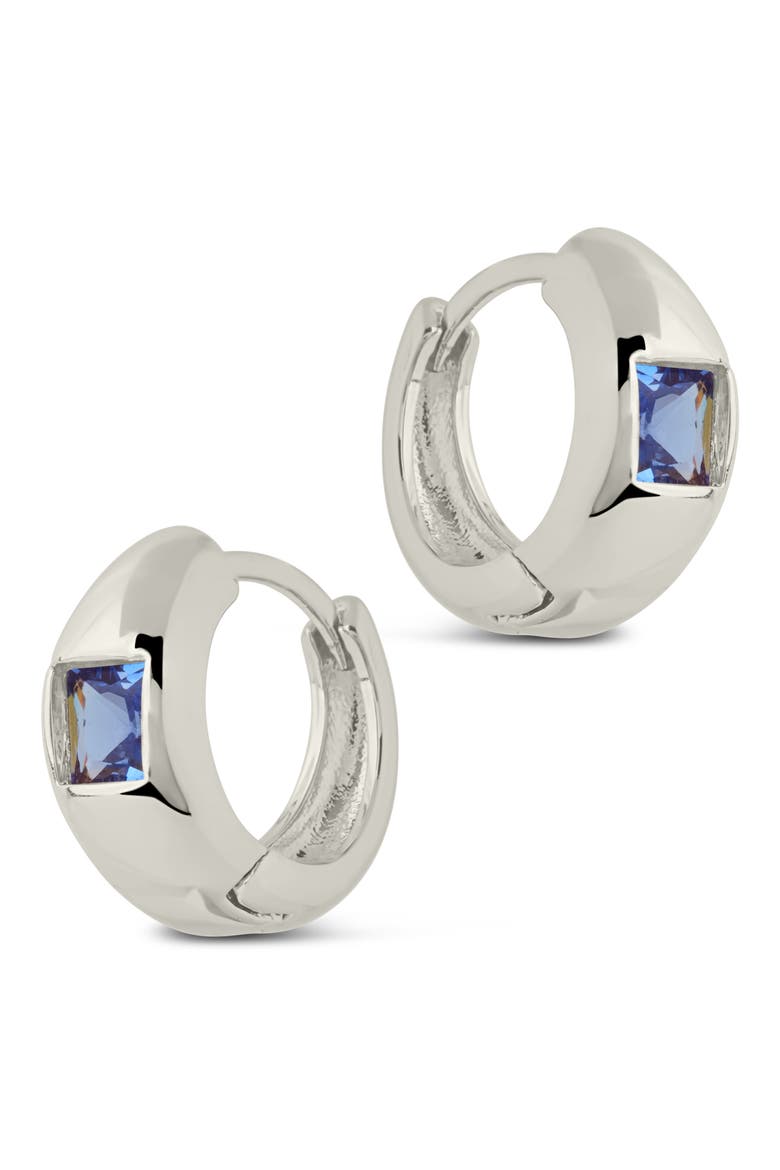 Farah Cubic Zirconia Huggie Hoop Earrings, Alternate, color, SILVER