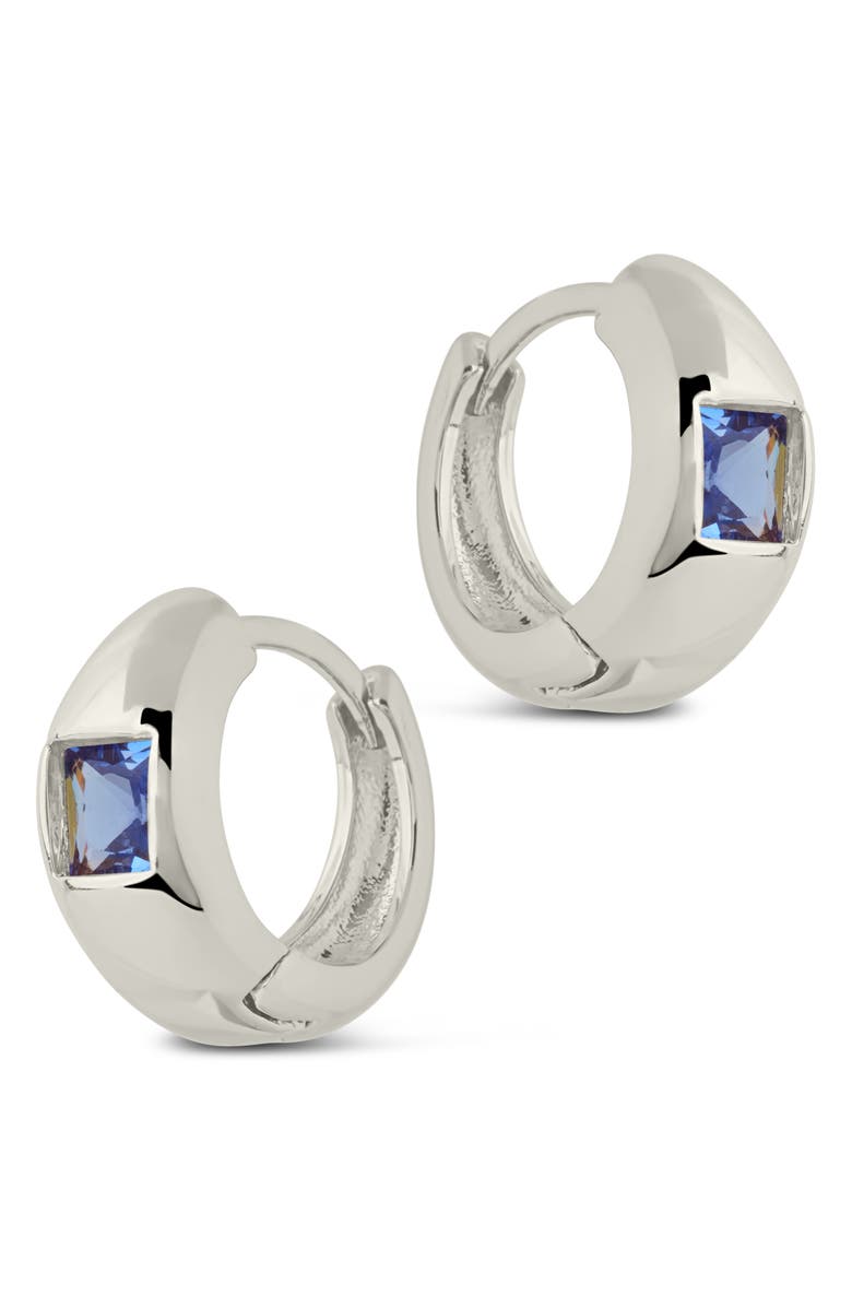 Sterling Forever Farah Cubic Zirconia Huggie Hoop Earrings, Alternate, color, 