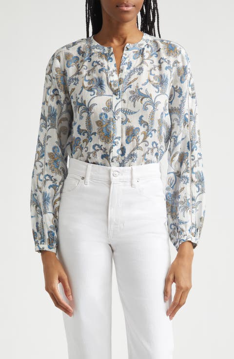 Soleil Paisley Print Button-Up Top