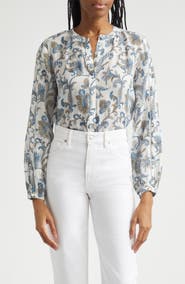 Veronica Beard Soleil Paisley Print Button-Up Top