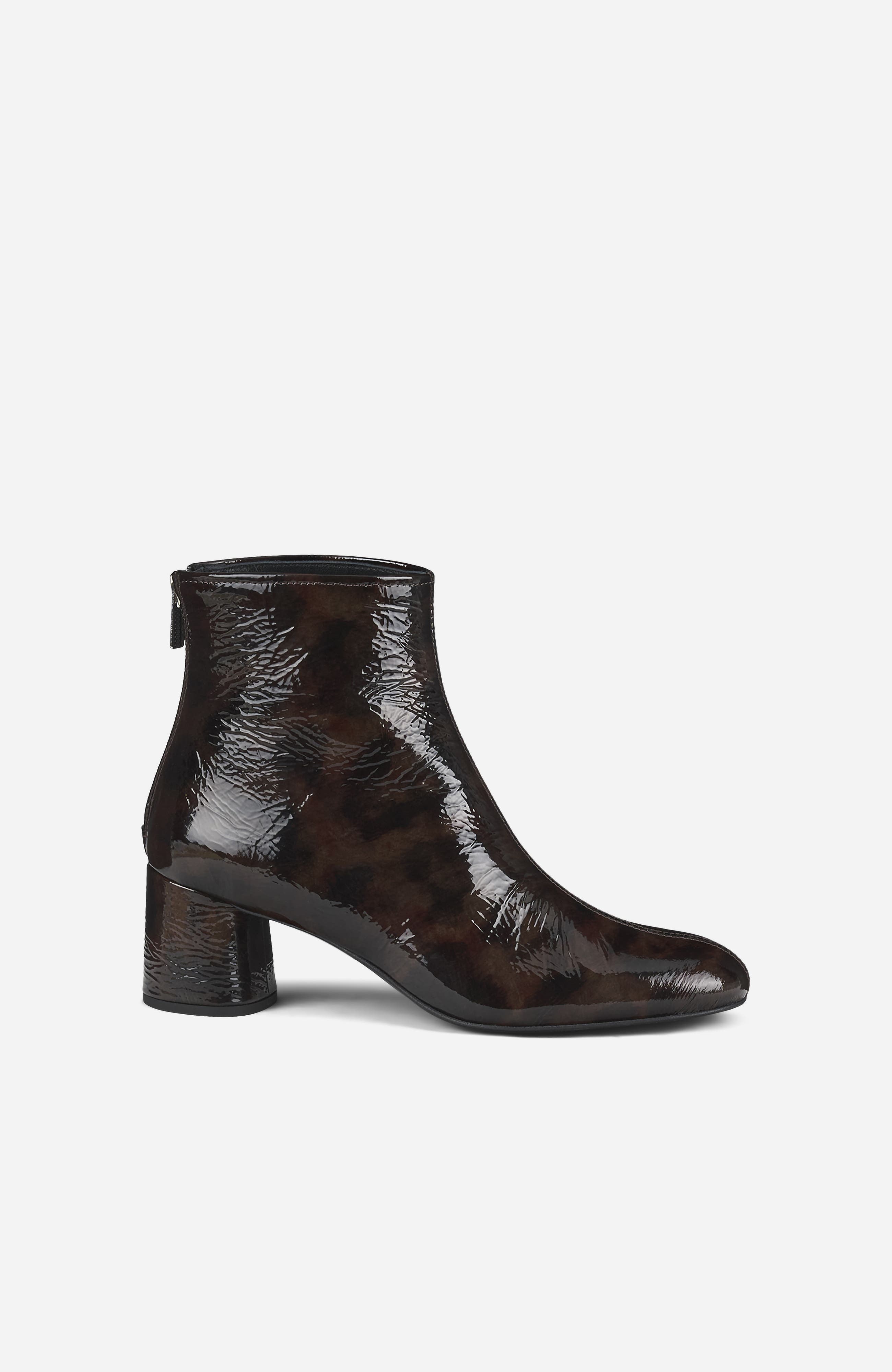 Olga Patent Leather Ankle Boot with Heel, Main, color, Leaden