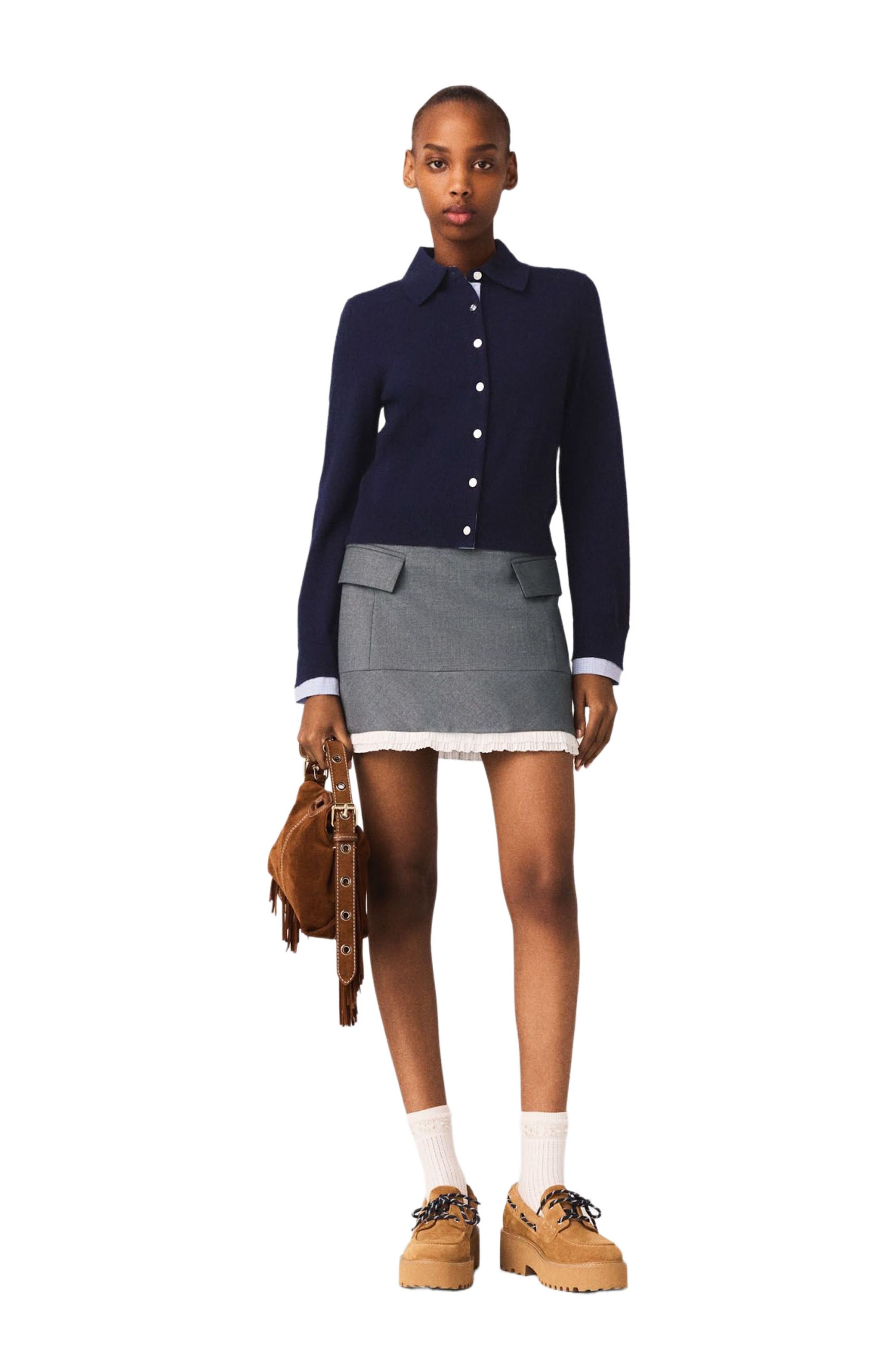 A-line poplin skirt with band - image 2