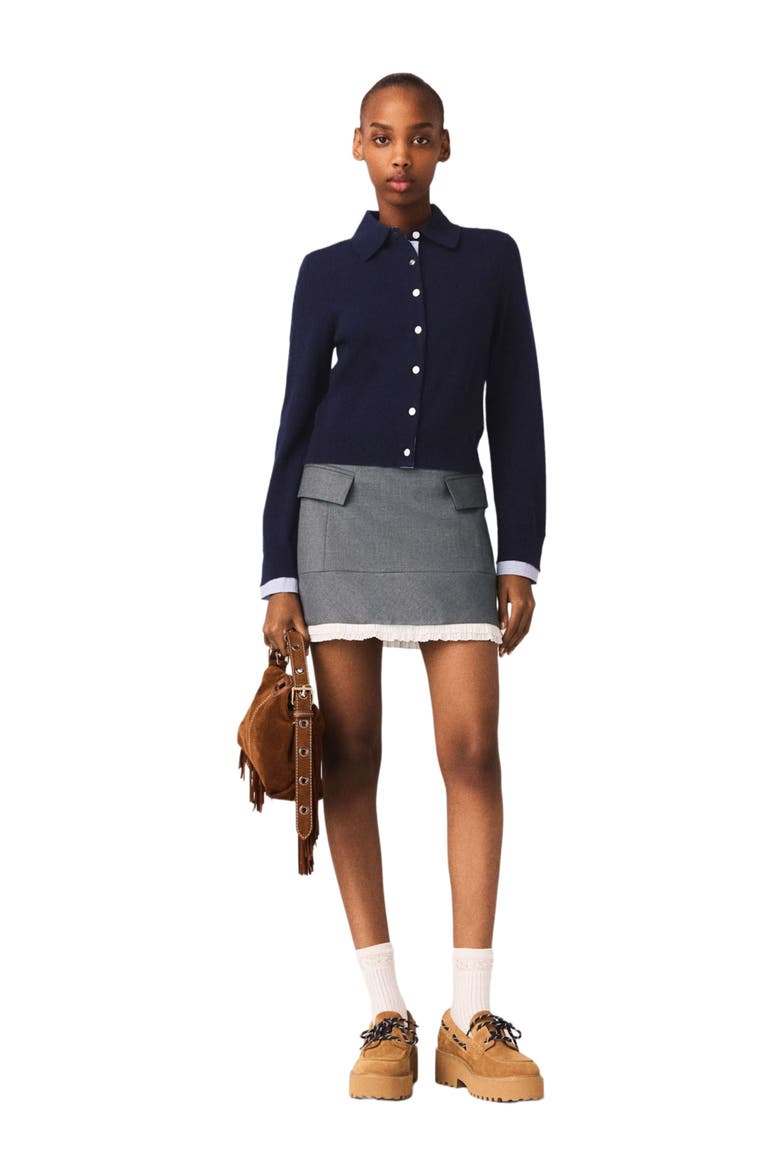 A-line poplin skirt with band, Alternate, color, Grey