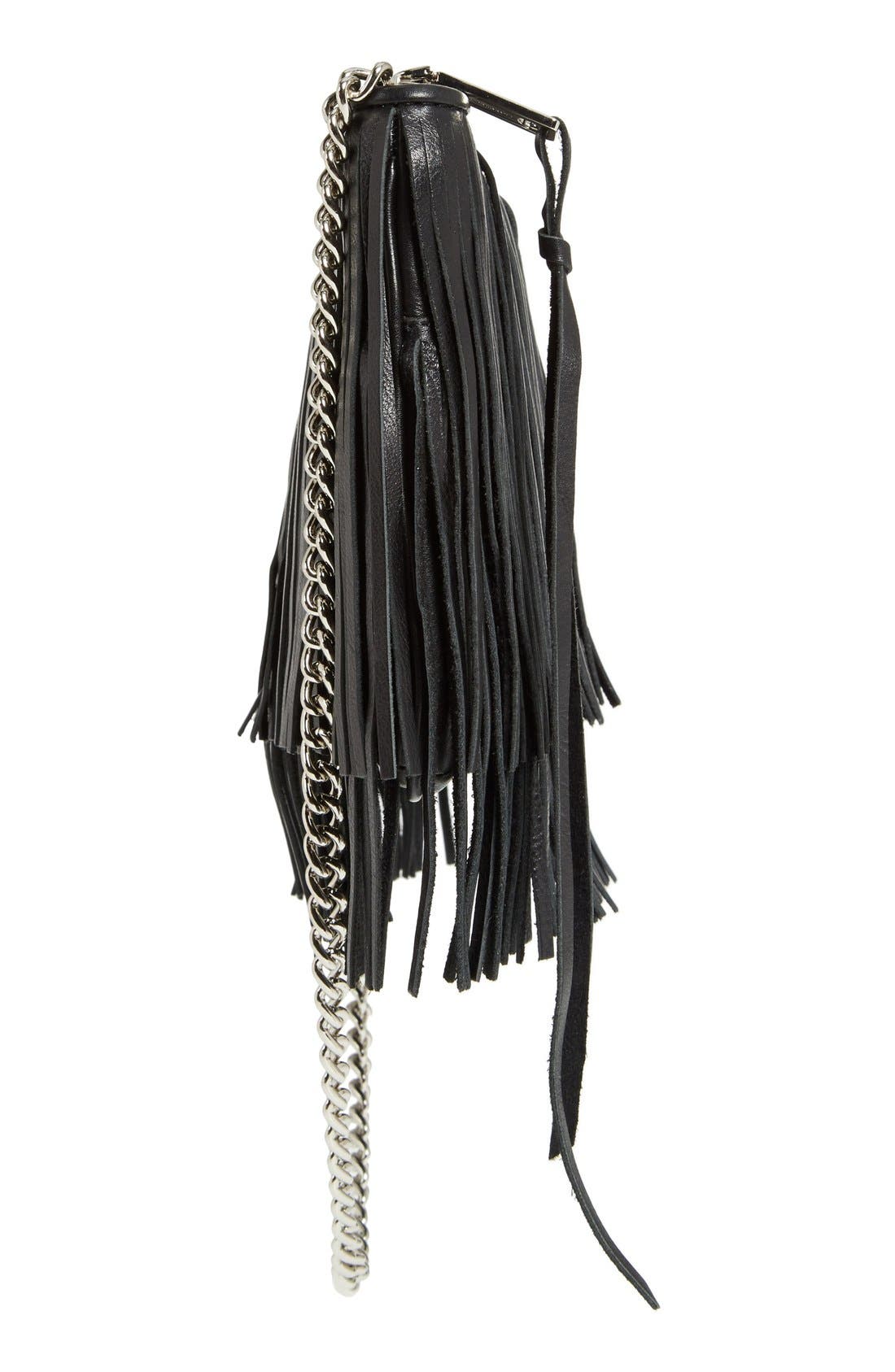 'Large Finn' Clutch, Alternate, color, BLACK/ SILVER