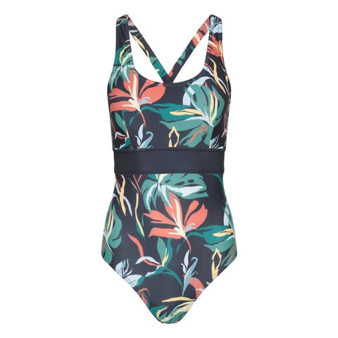 Womens/Ladies Yamba Flowers One Piece Swimsuit Swim