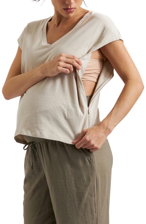 Ripe Maternity Marly Zip Nursing Tee In Gray